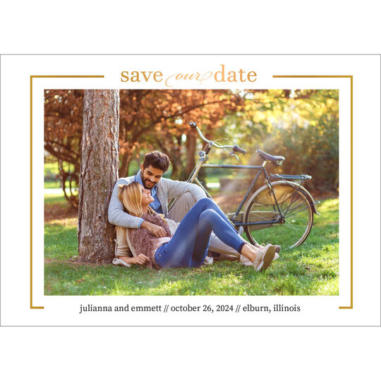Faux Gold Frame Photo Save the Date Cards